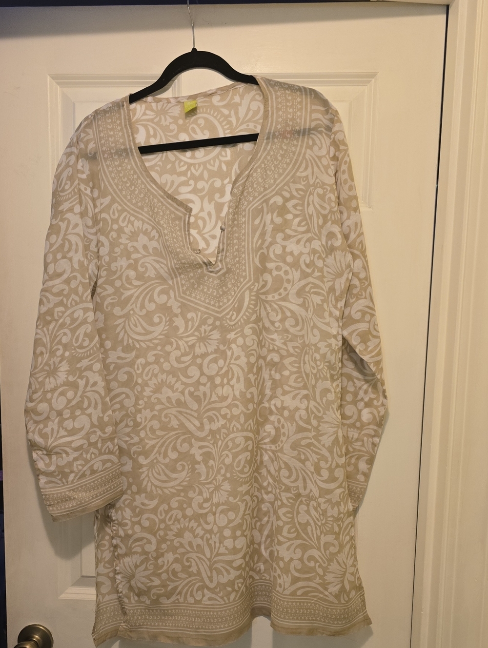 Raj Beige and White Paisley Print Tunic